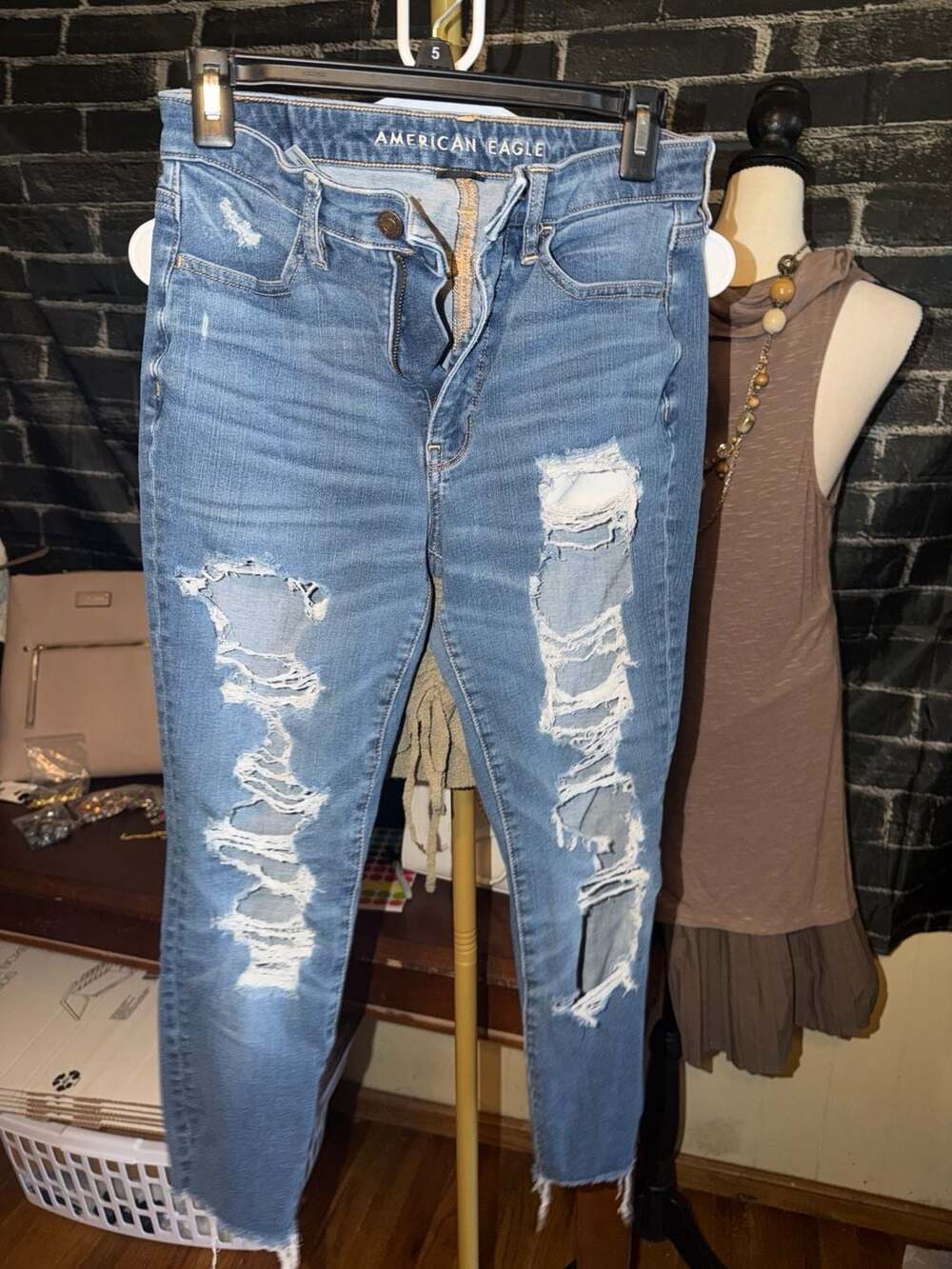 American Eagle Outfitters Women's Skinny Distressed Denim Jeans